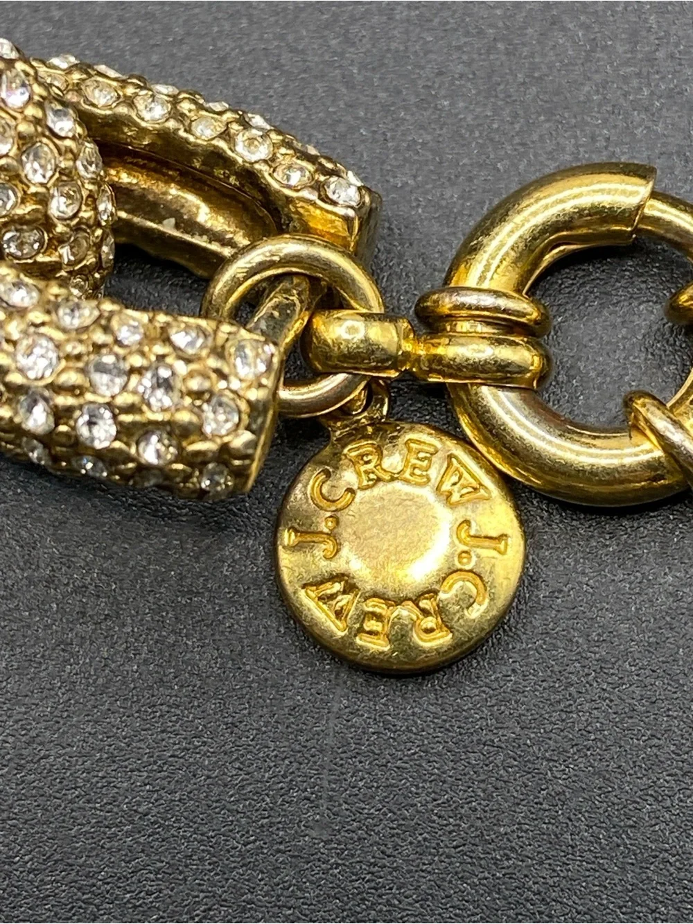 J.CREW Gild Tone Pave Crystal Link Bracelet Oversized Chunky Links